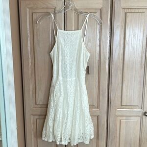 Hollister lacy skater dress with skinny straps and lace up back